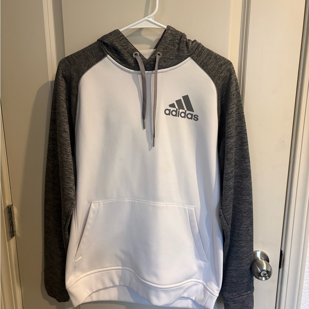Adidas Men's White and Black Hoodie